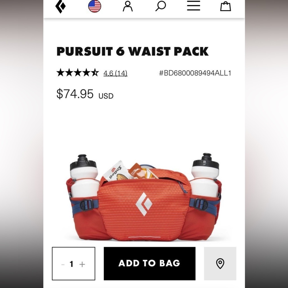 Black diamond waist bag, new with tags!